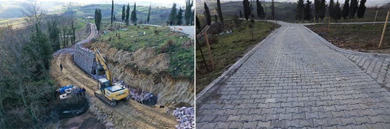 Pelitpınarı Goncalar Köyü mezarlığına taş duvar