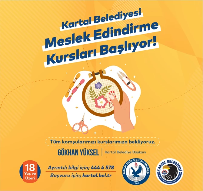 KARTAL BELEDİYESİ MESLEK EDİNDİRME KURSLARI BAŞLIYOR