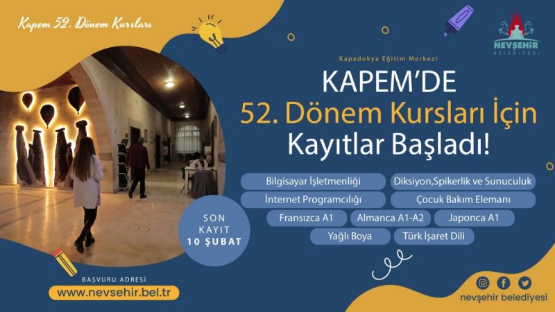 Kapem’de 52. Dönem Kursları İçin Kayıtlar Başladı