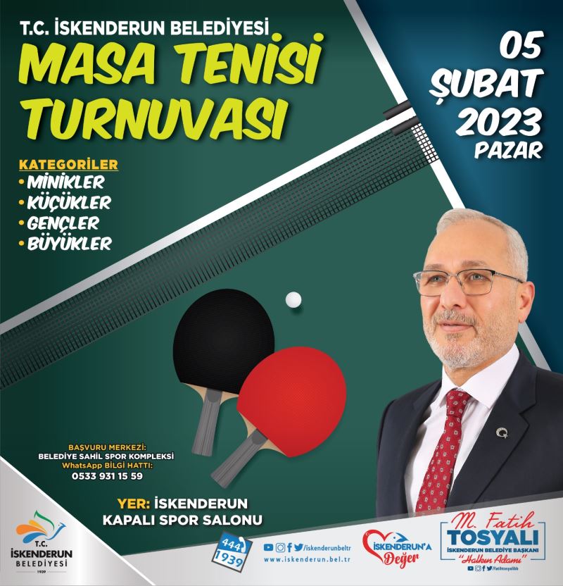 İSKENDERUN BELEDİYESİ MASA TENİSİ TURNUVASI BAŞLIYOR