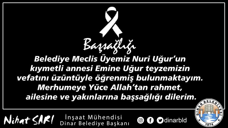 Belediye Başkanımız Nihat Sarıdan baş sağlığı Mesaj