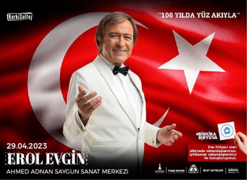 Erol Evgin Bir Kira Bir Yuva dayanışma konseri için sahnede