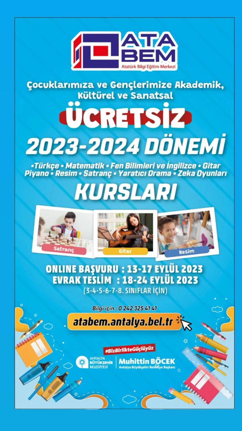 Atatürk Bilgi Eğitim Merkezi (ATABEM)  2023-2024 Dönemi kurs kayıtları başlıyor