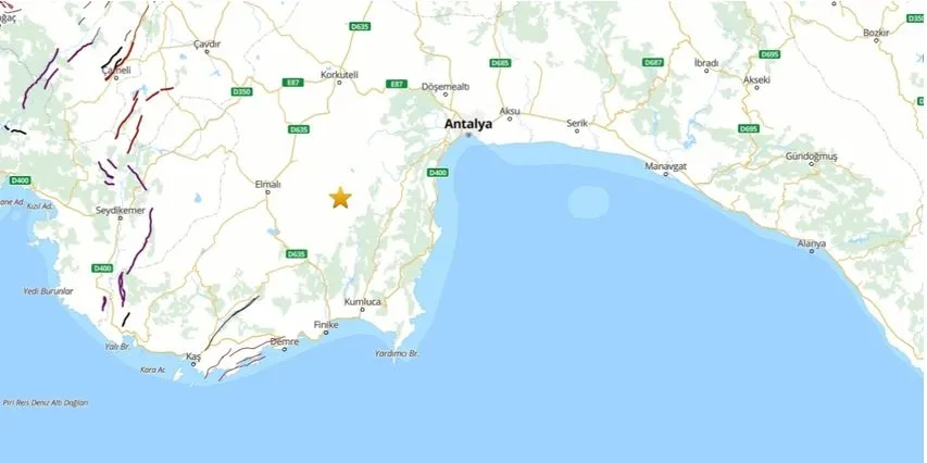AFAD DUYURDU.. ANTALYA SABAHA KARŞI 3.9’LUK DEPREMLE SARSILDI