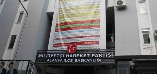 ALANYA’DA ‘BORÇ BAKİYESİ’ AFİŞİNE MHP’DEN ‘ALACAK KALEM’Lİ AFİŞLE CEVAP