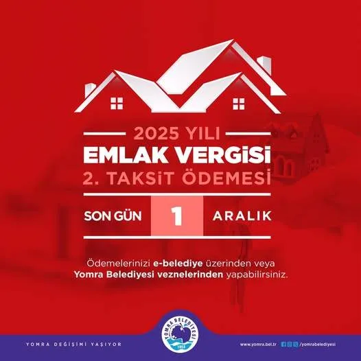 Yomra Belediyesi 2025 Yılı Vergi İkinci Taksit Ödemeleri Başlıyor