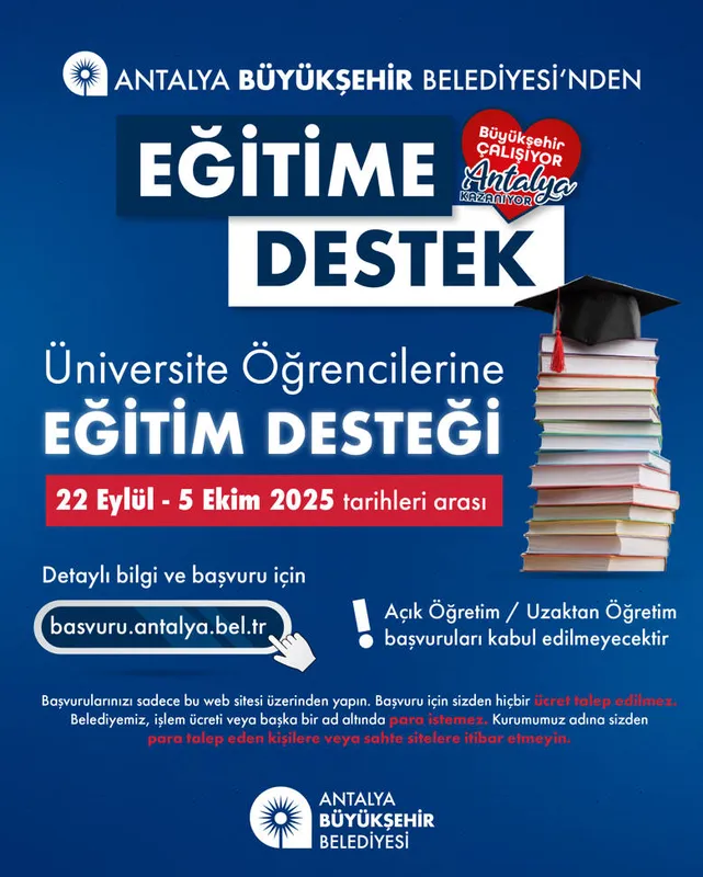 Antalya Büyükşehir’den üniversite öğrencilerine eğitim desteği