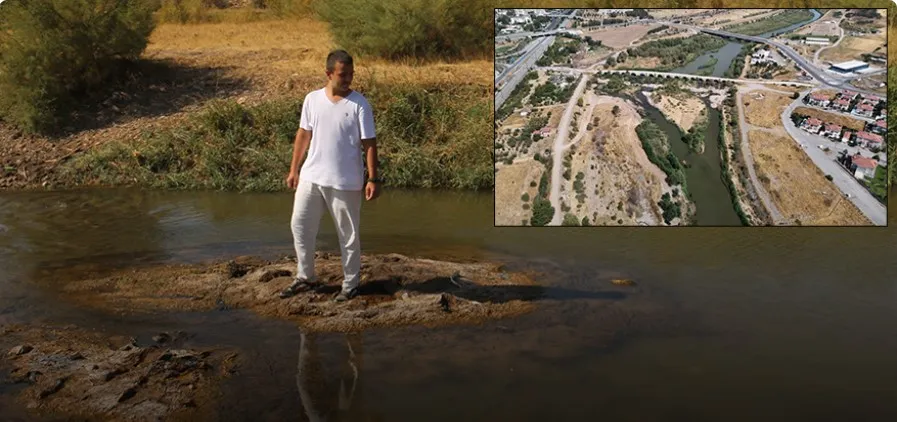 KURAKLIK KIZILIRMAK NEHRİNİ DE VURDU.. KARŞIYA YÜRÜYEREK GEÇMEK MÜMKÜN